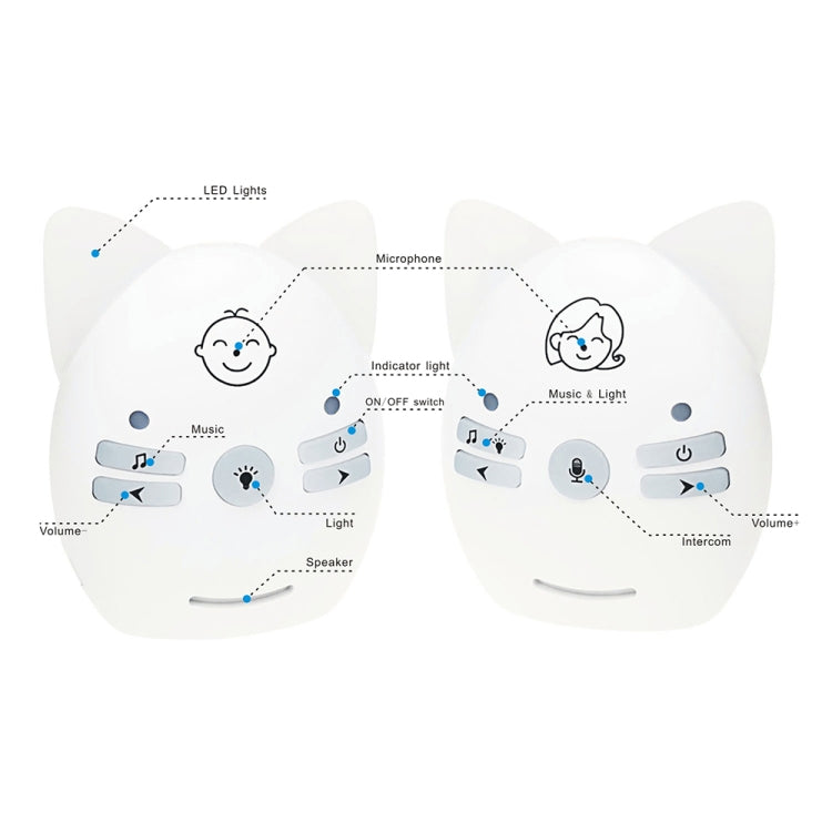 Wireless Audio Baby Monitor Support Voice Monitoring + Intercom + Night Light without Battery, US Plug, UK Plug, EU Plug, AU Plug Wireless Audio Baby Monitor Support Voice Monitoring + Intercom + Night Light without Battery, US Plug, UK Plug, EU Plug, AU Plug